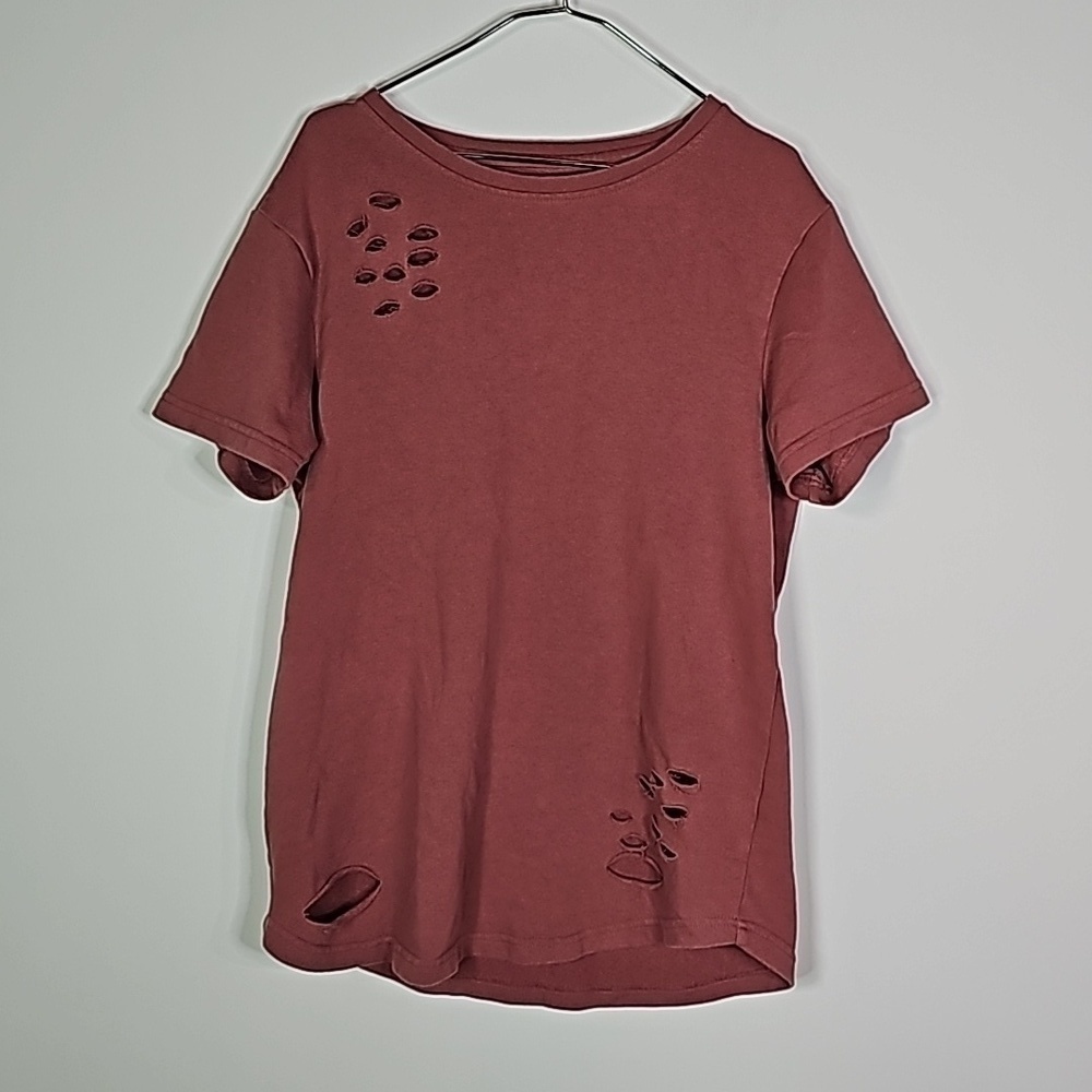 Alphalete medium pink distressed short sleeve shirt